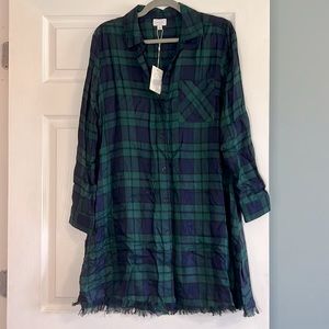 Mud Pie Flannel Fringe Shirt Dress